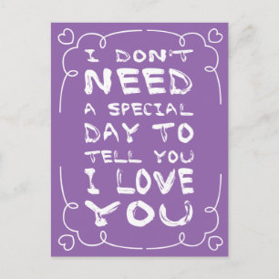 Cartão Postal Cartão-Postal Com Amor, Roxo E Coração Branco