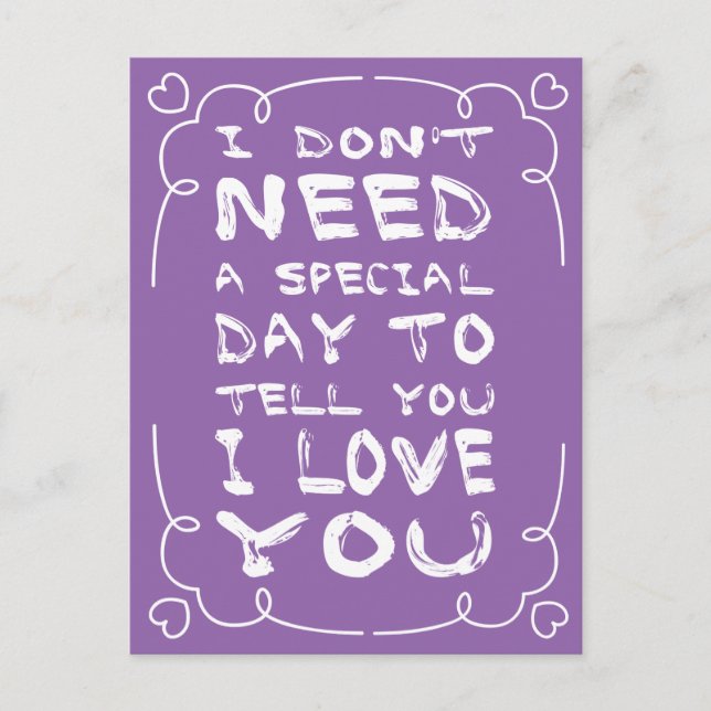 Cartão Postal Cartão-Postal Com Amor, Roxo E Coração Branco (Frente)