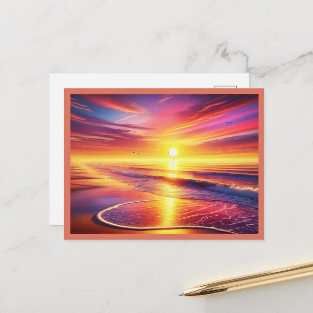 Cartão Postal Cartão-postal com brilho no oceano (Frente/Verso In Situ)