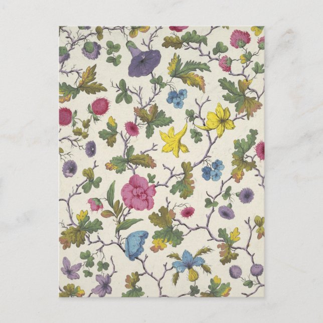 Cartão Postal Cartão-postal com Design floral para Tecido impres (Frente)