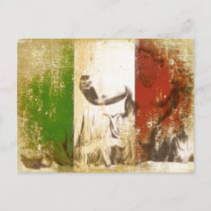 Cartão Postal Cartão-postal com Estátua na Bandeira italiana V