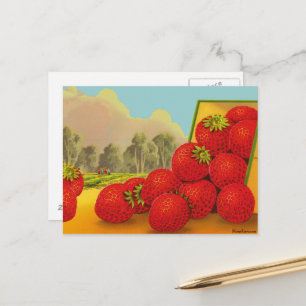 Cartão Postal Cartão-postal com etiqueta de cor de morango Vinta