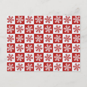 Cartão Postal Cartão-postal com floco de neve branco-vermelho