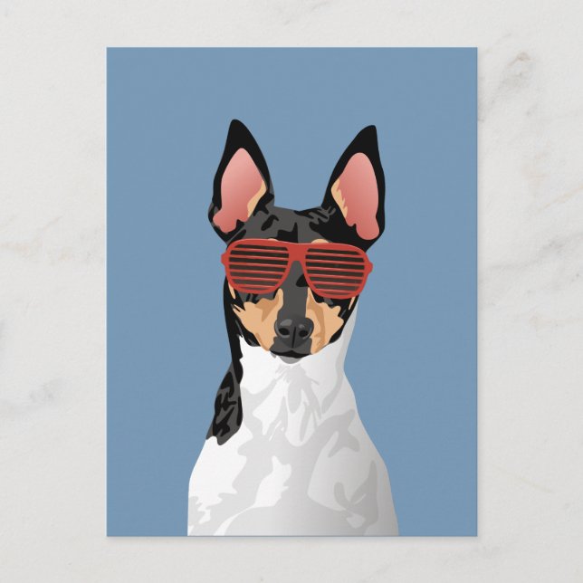 Cartão Postal Cartão-postal com hipster Fox Terrier, de Toy Fox (Frente)