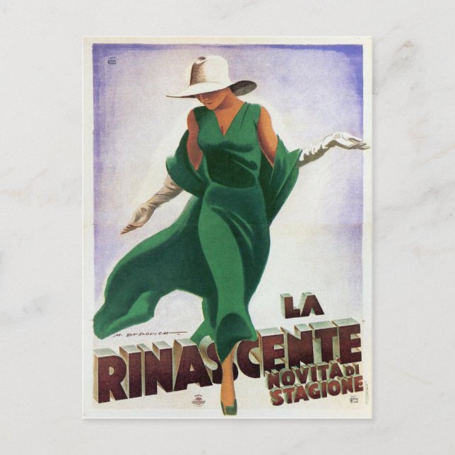 Cartão Postal Cartão-postal com Impressão de moda italiana Vinta (Frente)