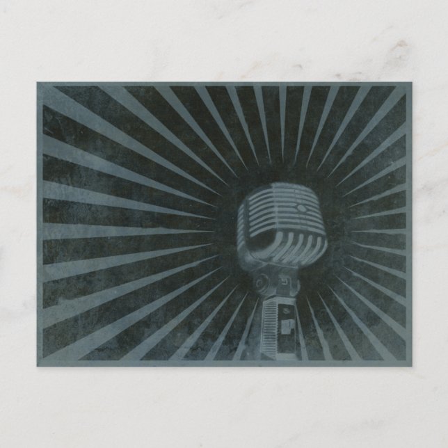 Cartão Postal Cartão-postal com microfone Legal Vintage (Frente)