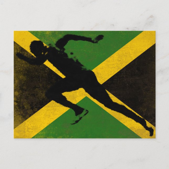 Cartão Postal Cartão-postal com o Sprinter on Jamaica Flag (Frente)