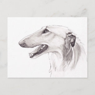 Cartão Postal Cartão-postal com Perfil de Arte Canina Borzoi