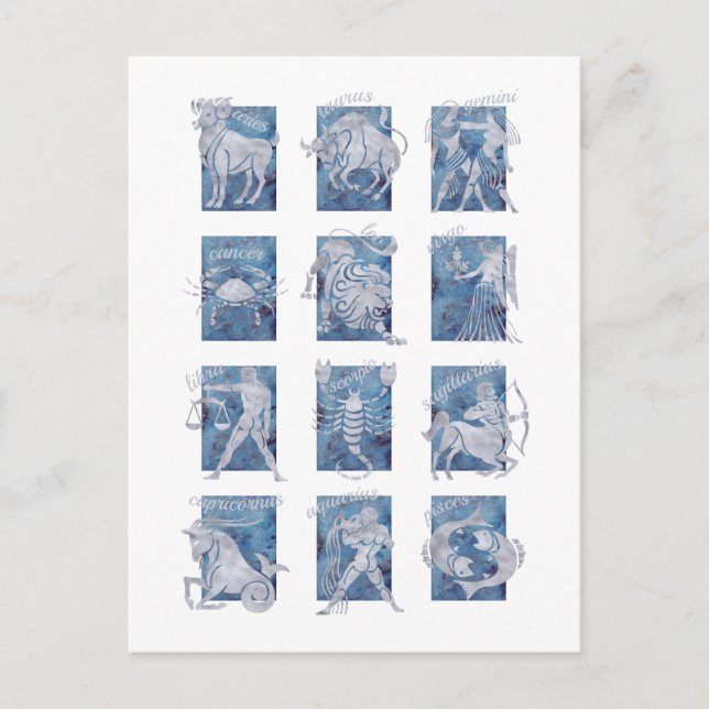 Cartão Postal Cartão-postal com placas Zodiac 12 Estrelas (Frente)