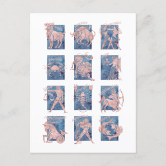 Cartão Postal Cartão-postal com placas Zodiac 12 Estrelas