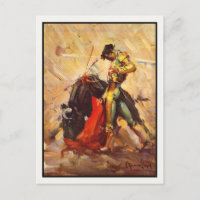Cartão-postal com Poster de combate Vintage Bull