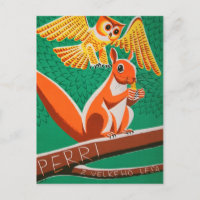 Cartão-postal com Poster de filme checo Retro Owl