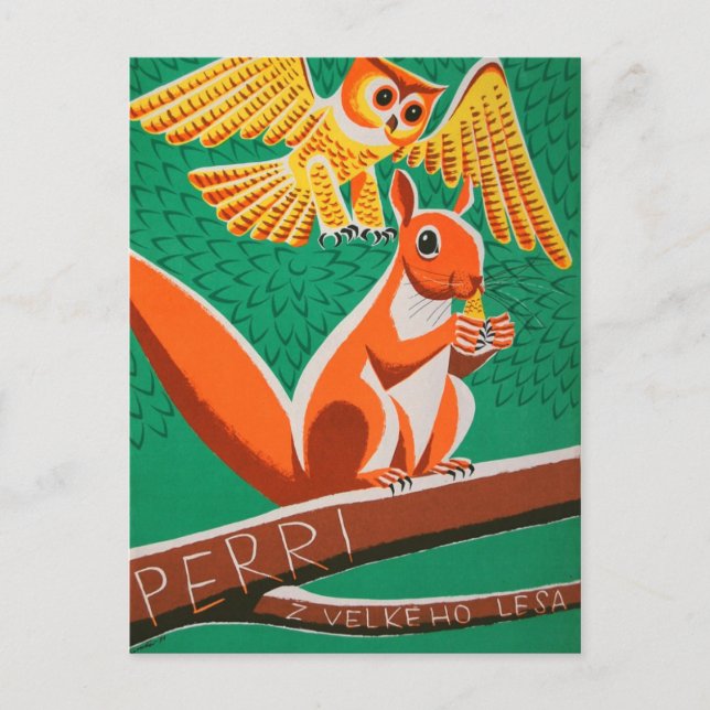 Cartão Postal Cartão-postal com Poster de filme checo Retro Owl  (Frente)