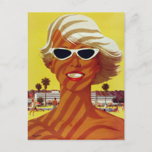 Cartão Postal Cartão-postal com saudações Vintage da praia