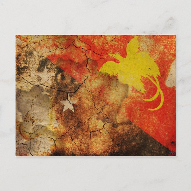 Cartão Postal Cartão-postal com Sinalizador Grunge Papua-Nova Gu (Frente)