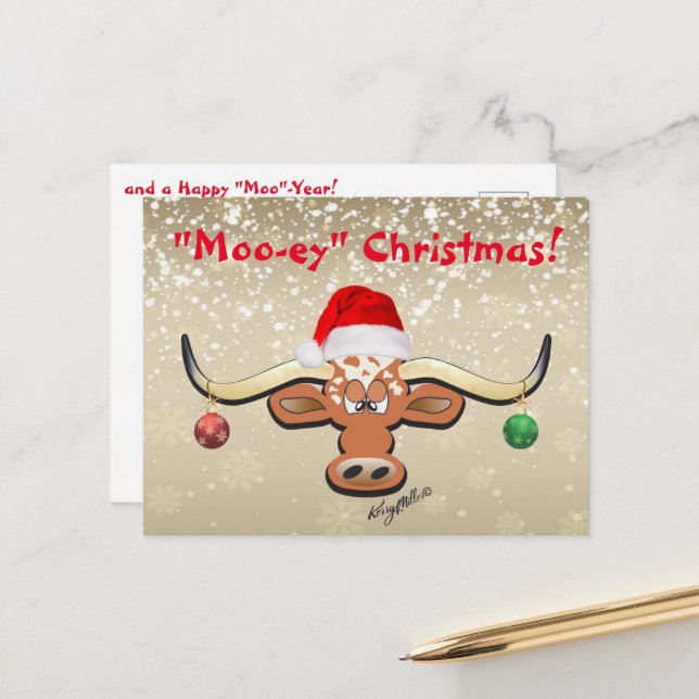 Cartão Postal Cartão-postal Comical Longhorn Steer (Frente/Verso In Situ)