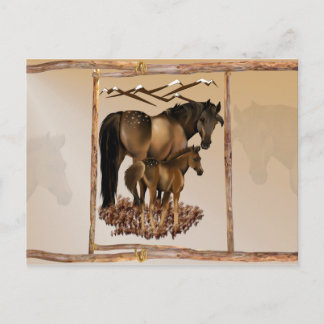 Cartão Postal Cartão-postal comum Mare e Baby in Wood Frame