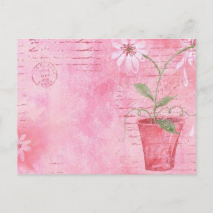 Cartão Postal Cartão-postal cor-de-rosa, com flor