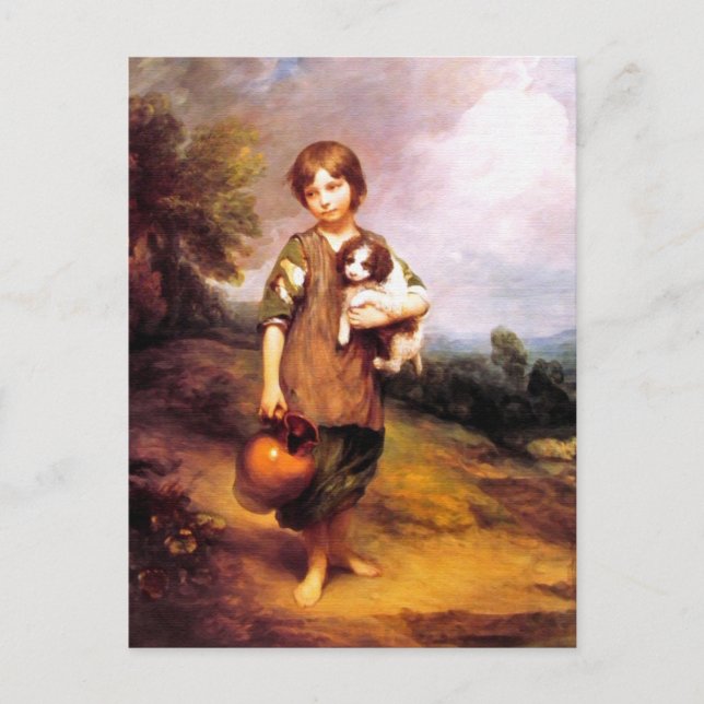 Cartão Postal Cartão-postal: Cottage Girl with Dog and Pitcher (Frente)