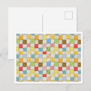 Cartão Postal Cartão-postal CRAZY QUILT / Branco