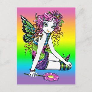 Cartão Postal Cartão-postal "Crystal" Candy Rainbow Butterfly Fa
