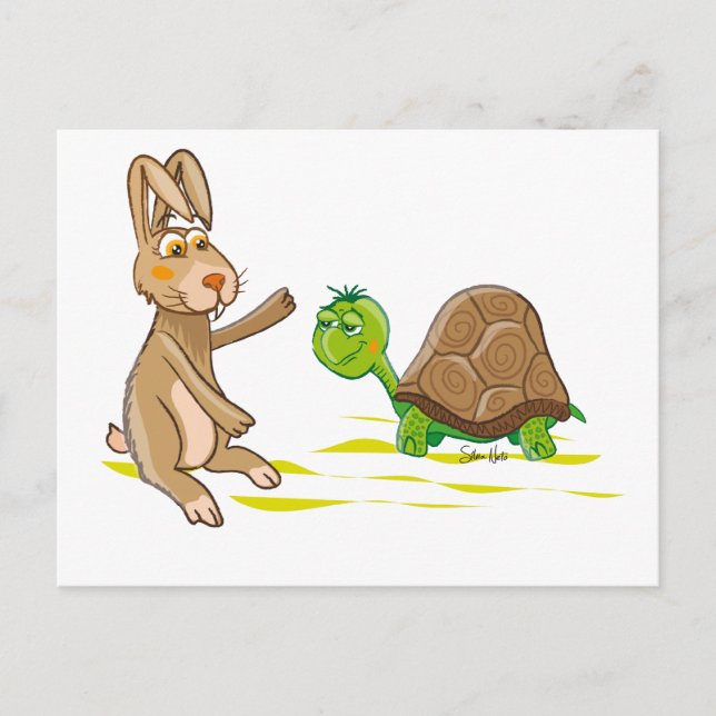 Cartão Postal Cartão-postal Cute Hare e Tortoise (Frente)
