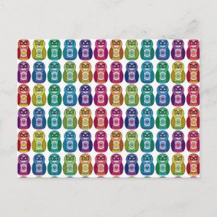 Cartão Postal Cartão-postal - Cute Rainbow Matryoshka Owl