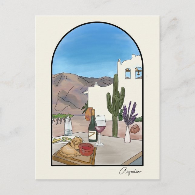 Cartão Postal Cartão-postal da Argetina Watercolor (Frente)
