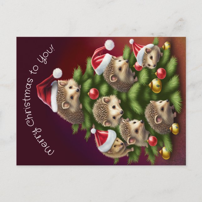 Cartão Postal Cartão-postal da árvore de Natal Hedgehog (Frente)