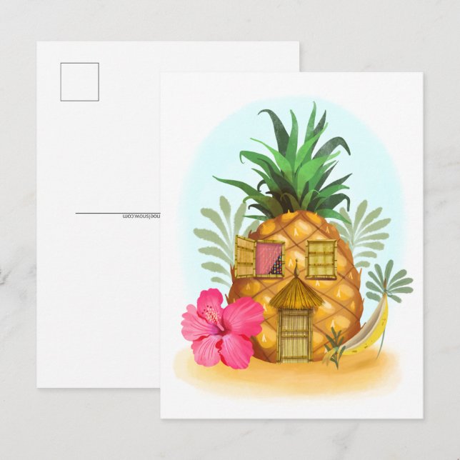 Cartão Postal Cartão-postal da Beach Pineapple (Frente/Verso)