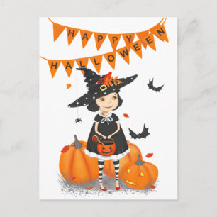 Cartão Postal Cartão-postal da bruxa-branca das Halloween