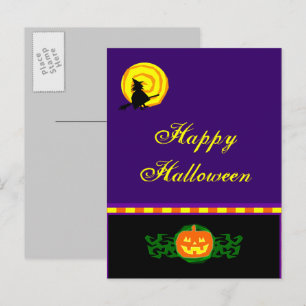 Cartão Postal Cartão-postal da Bruxa de Abóbora do Halloween