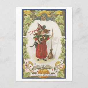 Cartão Postal Cartão-postal da Bruxa de Vintage Halloween