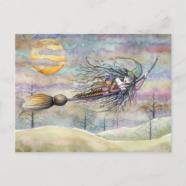 Cartão Postal Cartão-postal da Bruxa do Halloween por Molly Harr (Frente)