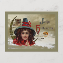 Cartão Postal Cartão-postal da Bruxa Vintage Jolly Halloween