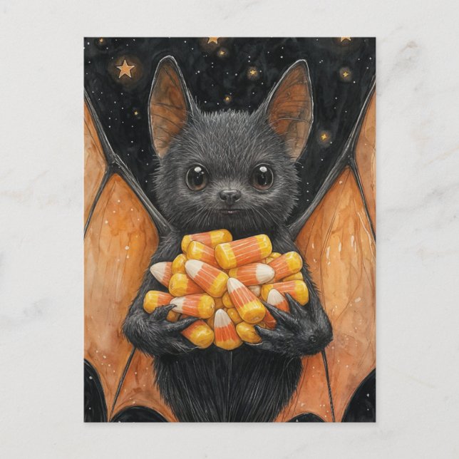 Cartão Postal Cartão-postal da Candy Corn Bat (Frente)