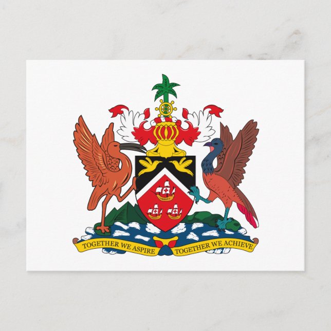 Cartão Postal Cartão-postal da Casaco de Armas Trinidad e Tobago (Frente)