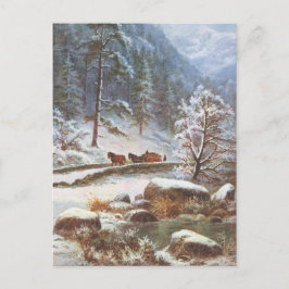 Cartão Postal Cartão-postal da cena de inverno com cavalos e nev