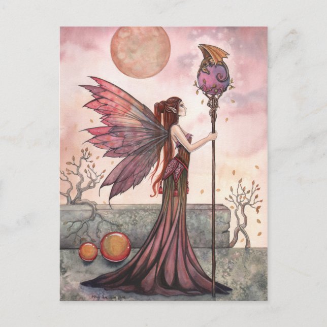 Cartão Postal Cartão-postal da Fantasia do Dragão Ouro (Frente)