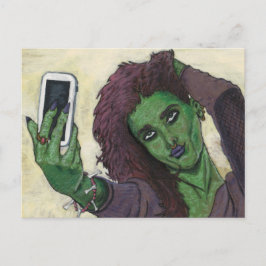 Cartão Postal Cartão-postal da Goblin Girl Cell Phone Selfie Fan