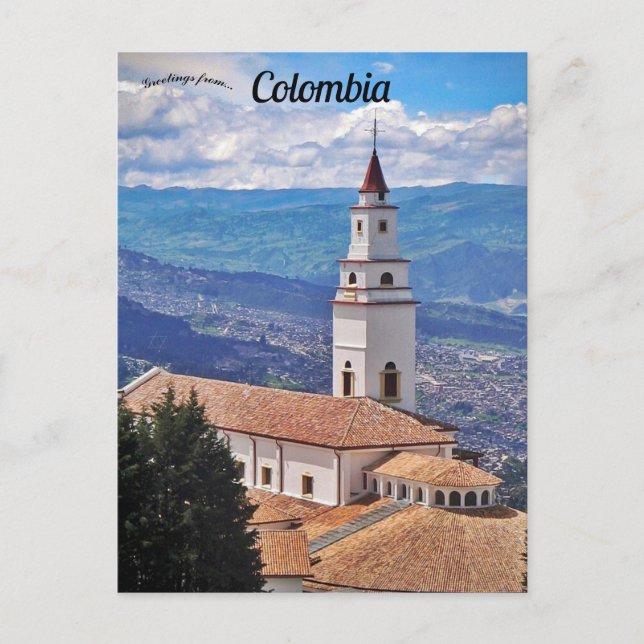 Cartão Postal Cartão-postal da Igreja Monserrate em Bogota Colôm (Frente)