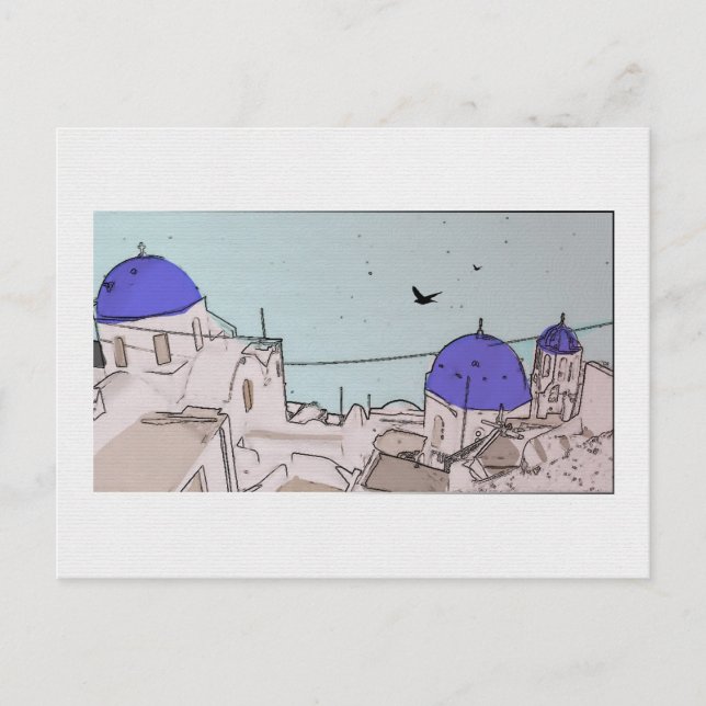 Cartão Postal Cartão-postal da ilha grega Santorini (Frente)