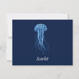 Cartão Postal Cartão-postal da ilustração da água-viva azul pers