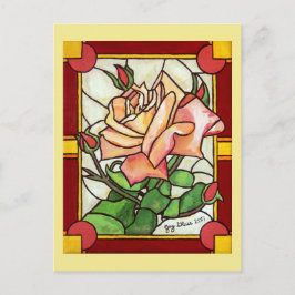 Cartão Postal Cartão-postal da janela do Rosa Peach