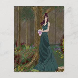 Cartão Postal Cartão-postal da Lady in Forrest Green
