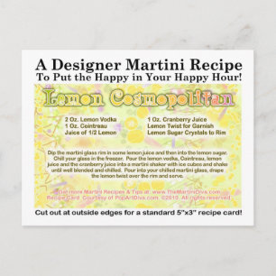 Cartão Postal Cartão-postal da Lemon Cosmopolitan Martini