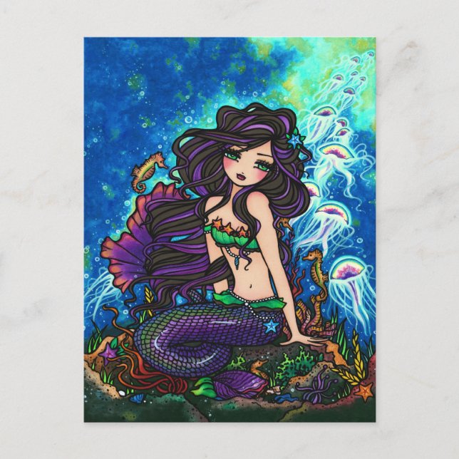 Cartão Postal Cartão-postal da Marinha Mermaid Fantasy Marine Ar (Frente)