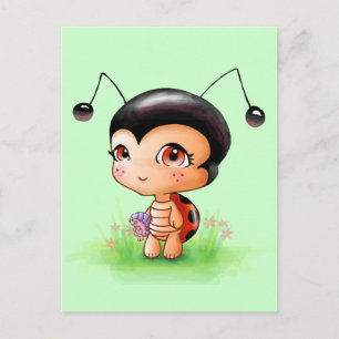 Cartão Postal Cartão-postal da Menina Ladybug