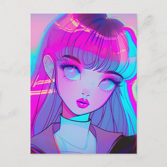 Cartão Postal Cartão-postal da Menina Neon (Frente)