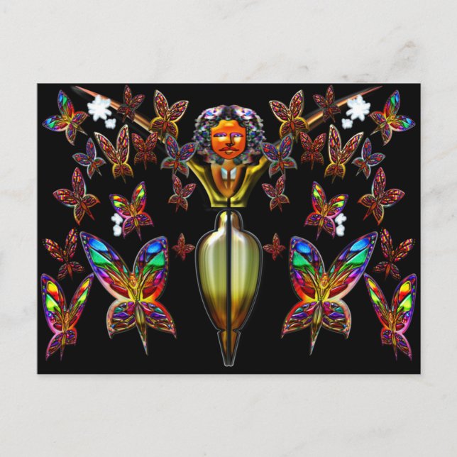 Cartão Postal Cartão-postal da mulher borboleta (Frente)